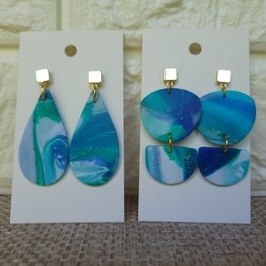 Deep blue polymer clay earrings